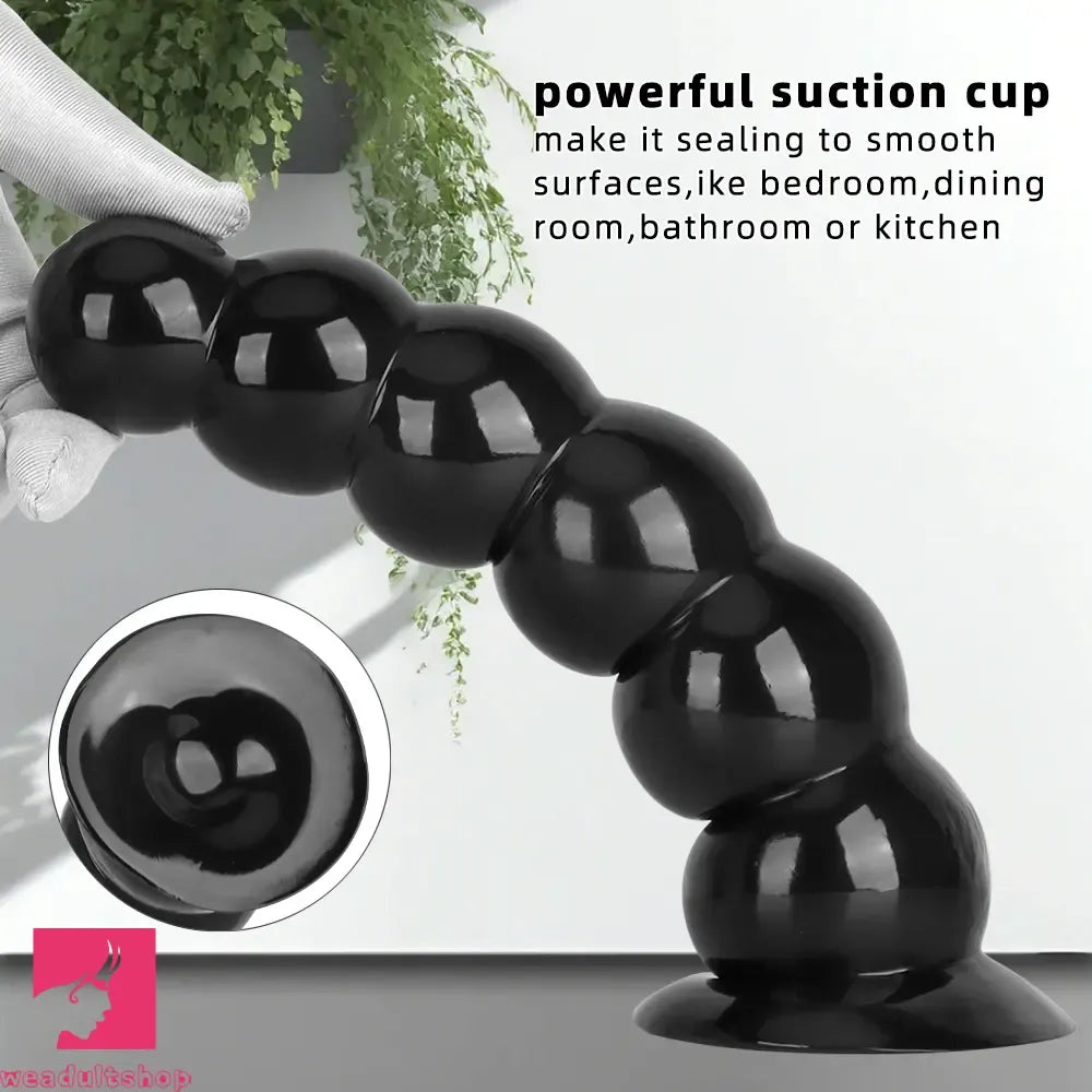 6.7in 8.26in Anal Beads Dildo PVC Black Sex With Powerful Suction Cup