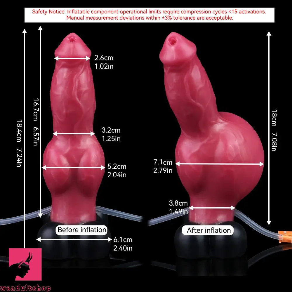 7.24in 9.21in Ejaculating Inflatable Dog Knot Silicone Soft Penis Odd Dildo