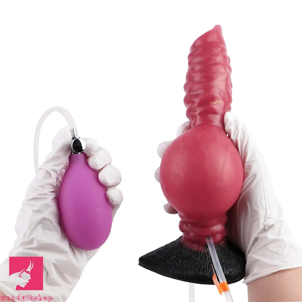 7.91in Dog Ejaculating Inflatable Silicone Soft Dildo For Women Cock Toy