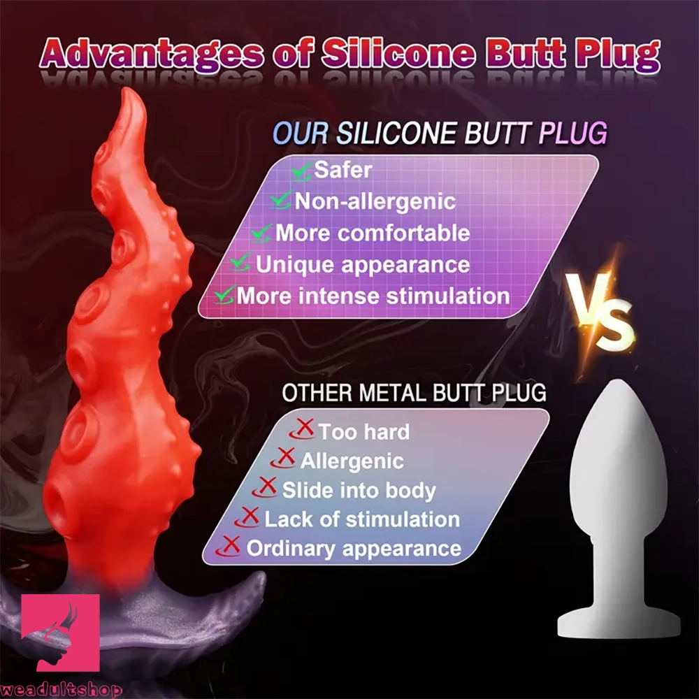 8.07in Wearable Fantasy Tentacle Butt Plug Silicone Monster Dildo
