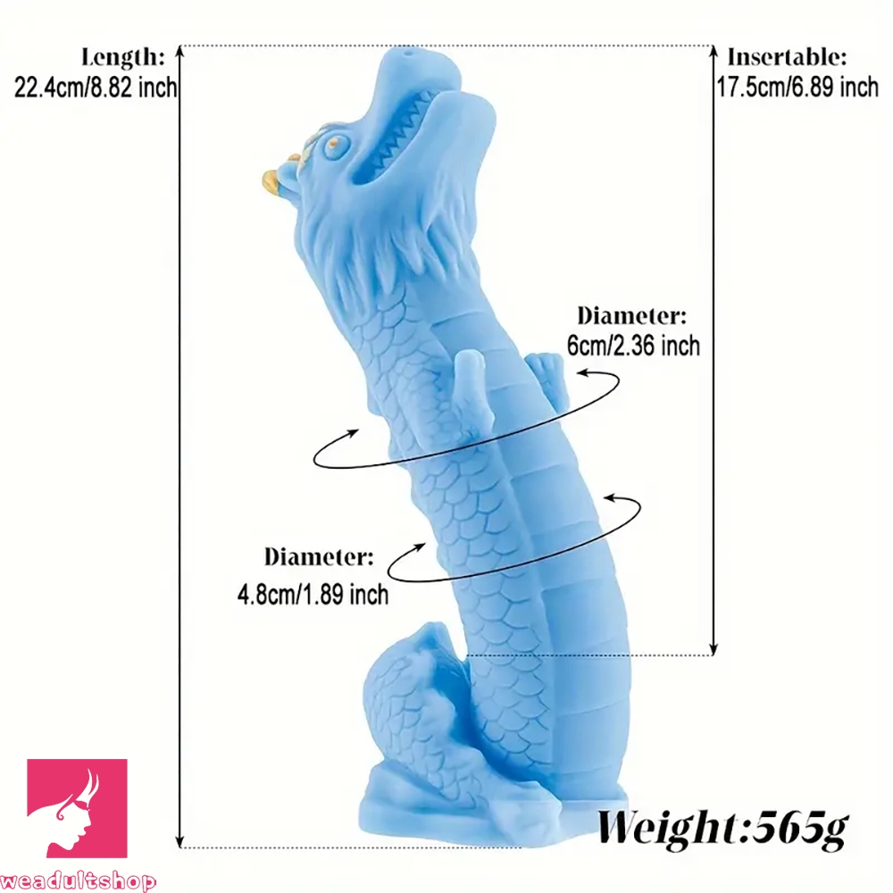 8.82in Blue Dragon Silicone Dildo Realistic Textured Adult Toy For Clit