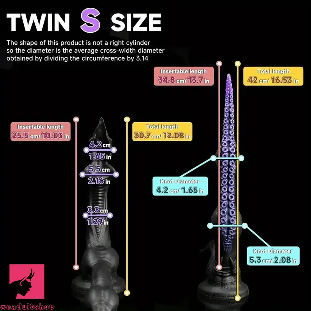 16.53in Tentacle Odd Cock Silicone Dual-Headed Monster Suction Cup Dildo
