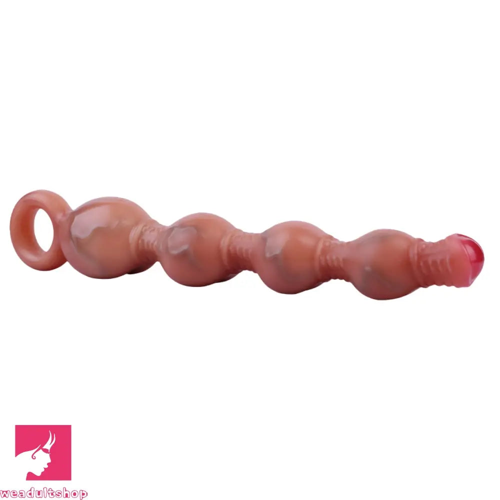 10.5in Big Vibrating Silicone Soft Pulling Beads G Spot Dildo With 3 Motors