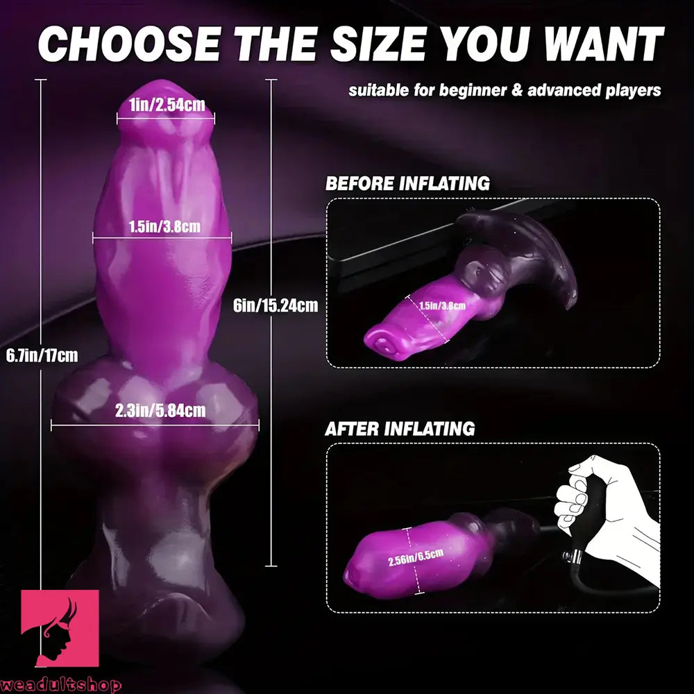 6.8in Inflatable Liquid Silicone Wearable Knot Soft Dildo With Useful T-Base