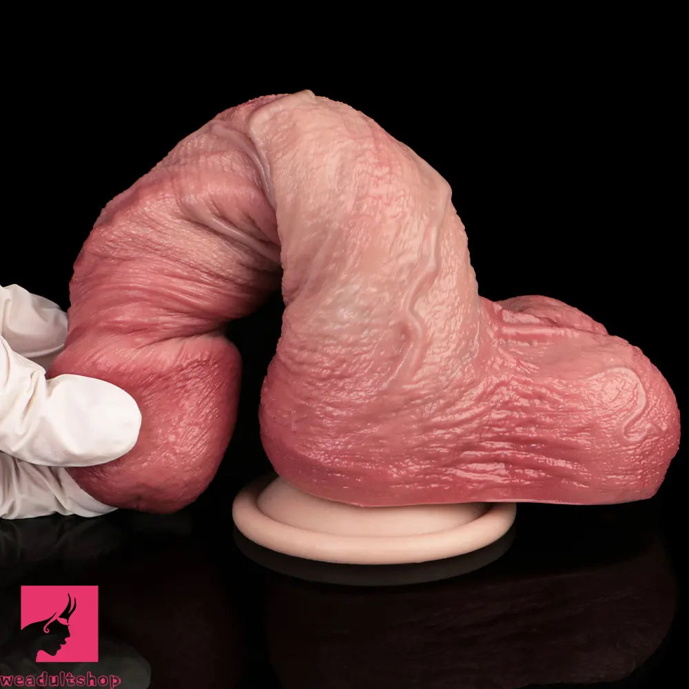 7.4in Double-layer Liquid Silicone Skin-like Soft Real Dildo For Solo Sex