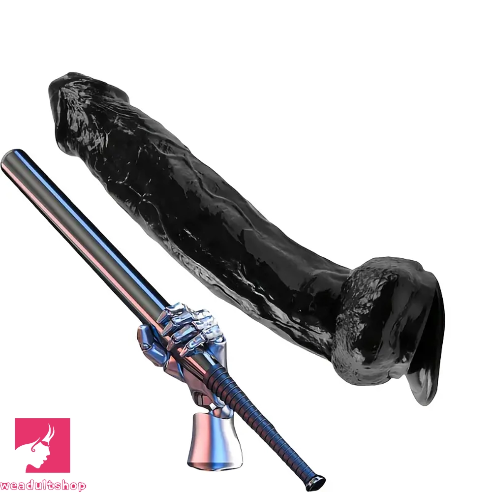 11.22in PVC Black Flexible Big Dildo With Suction Cup For Hands-Free Sex