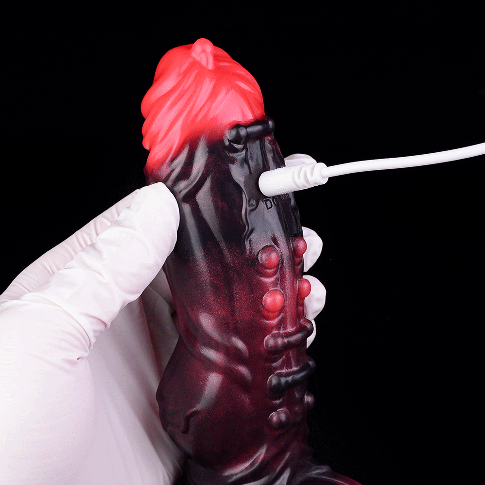 5.91in Silicone Vibrating Dog Tentacle Dildo Sleeve Knot Dildo With Cock Ring