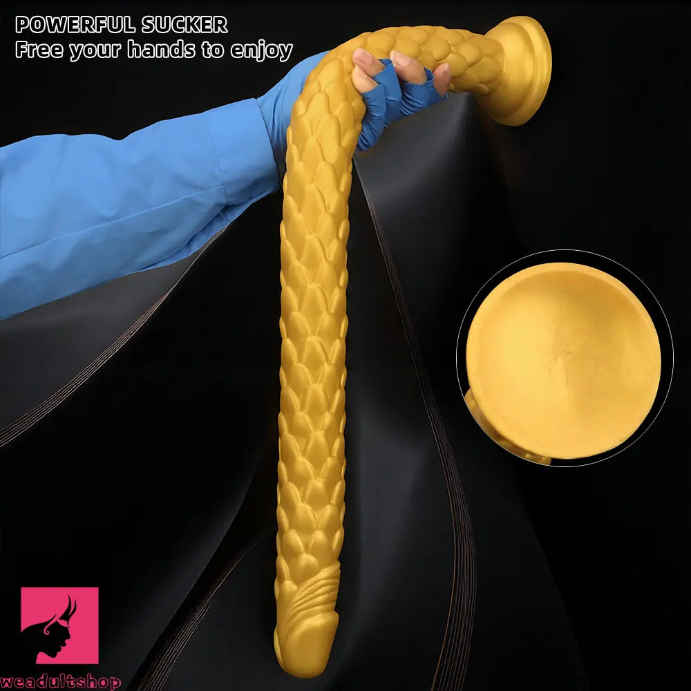 24.4in Gold Silicone Extra-long Scales Huge Dildo For Women Men Cock