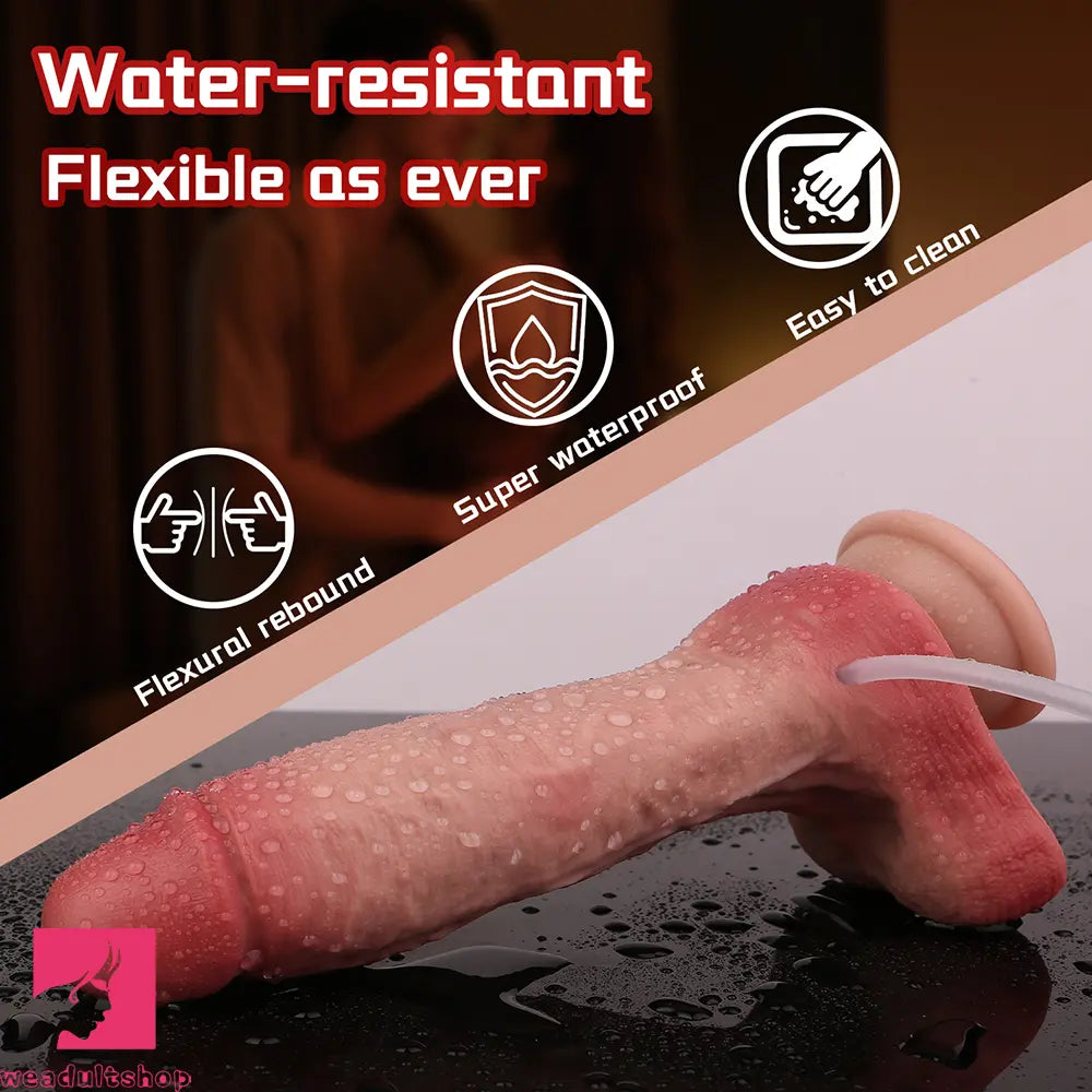 7.68in Liquid Real Cock Silicone Double Layer Realistic Sex Cumming Dildo