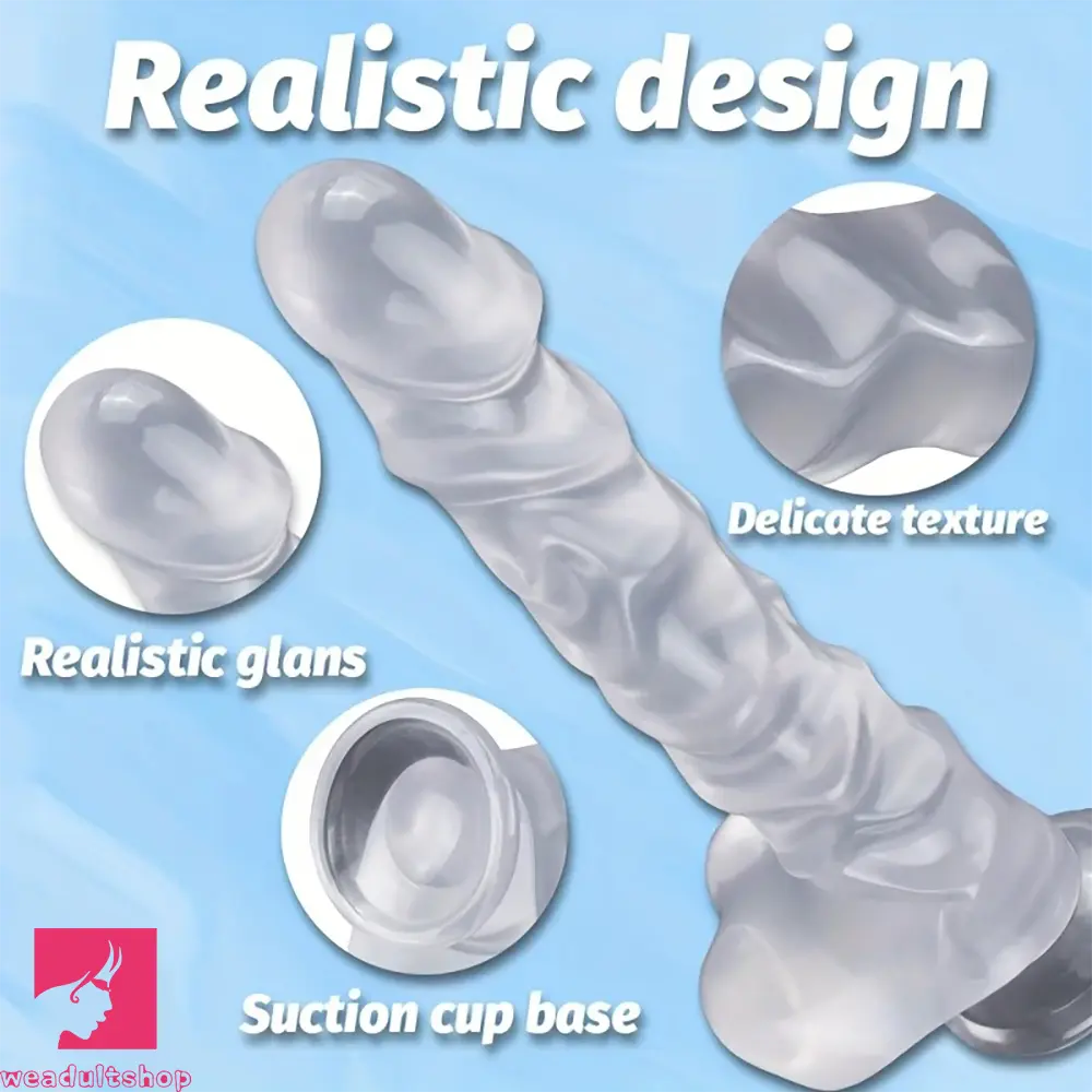 13.18in Realistic Soft Crystal Jelly Penis Trainer Transparent PVC Long Dildo