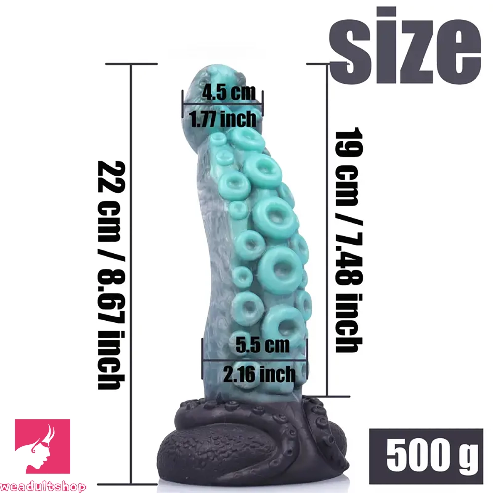 8.67in Octopus Tentacle Soft Dong Real Silicone Dildo Suction-Cup Base