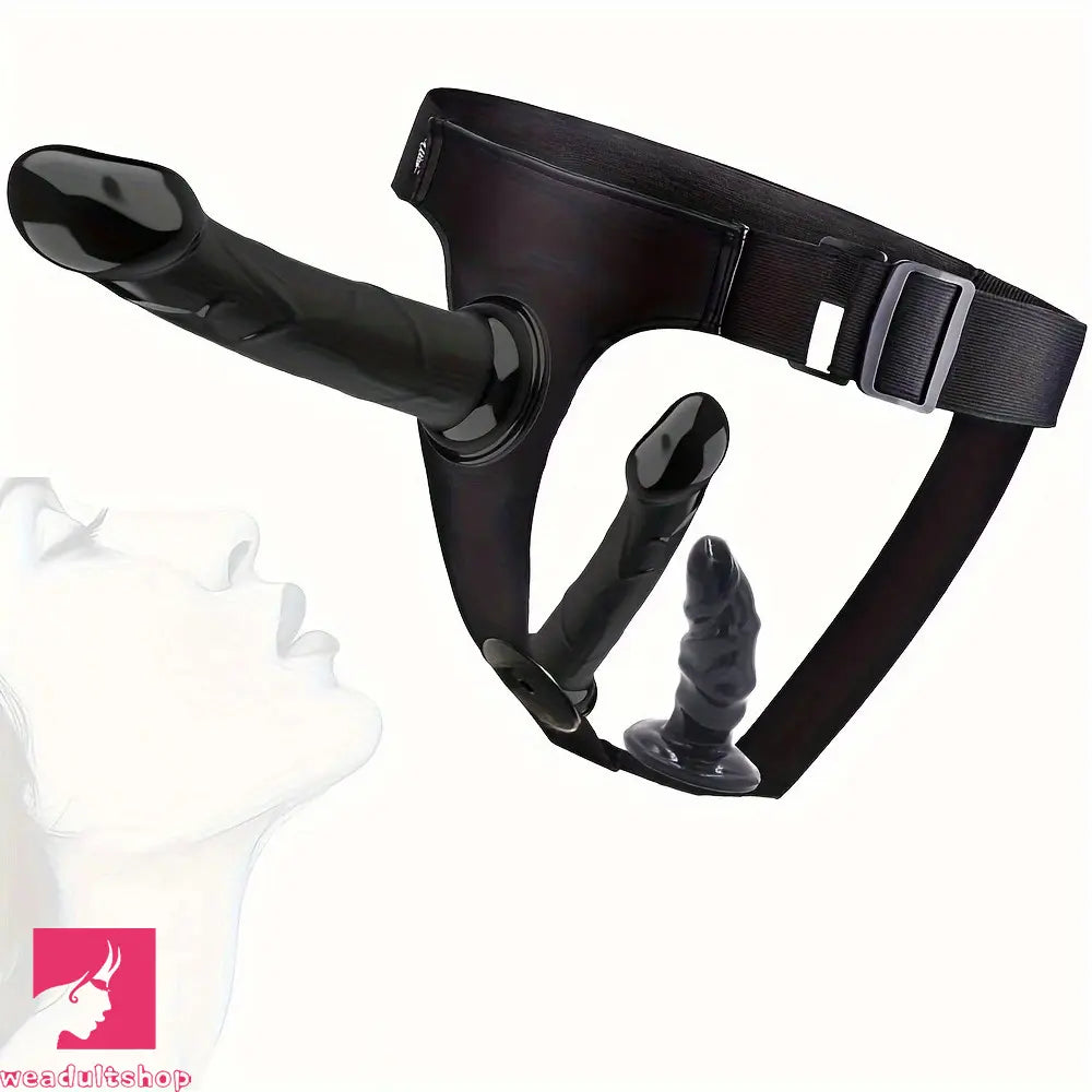 4.13in 5.9in 7.1in Three Detachable Strap on Dildos with Harness Belt