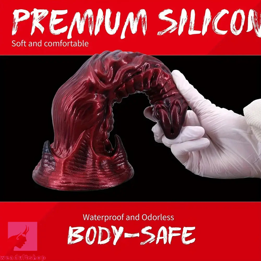9.25in Monster Thick Knotted Penis Women Dragon Red Silicone Anal Dildo