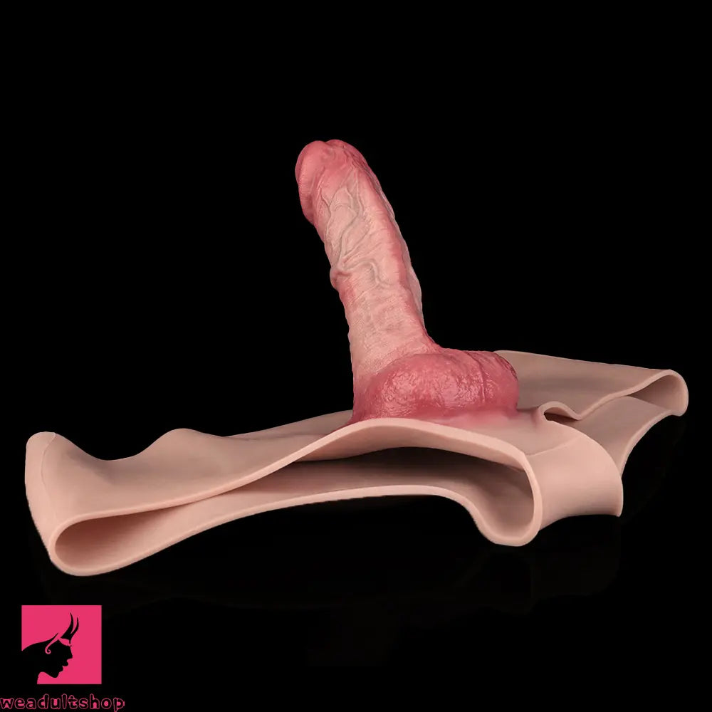 7.44in Hollow Penis Dildo Sleeve Silicone Soft Pants Sex Toy For Women