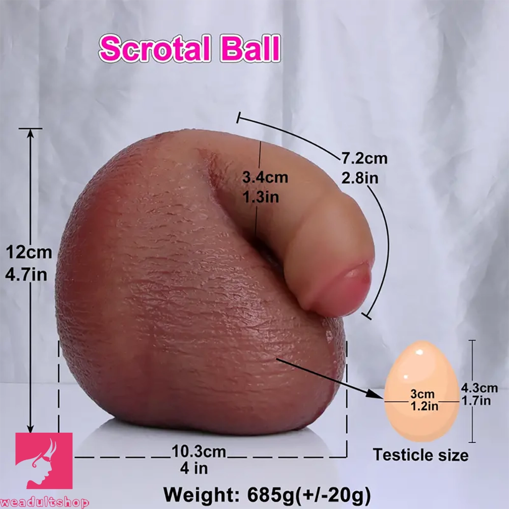 4.7in Realistic Scrotal Ball Soft Silicone Dilation Toy With Two Testicles