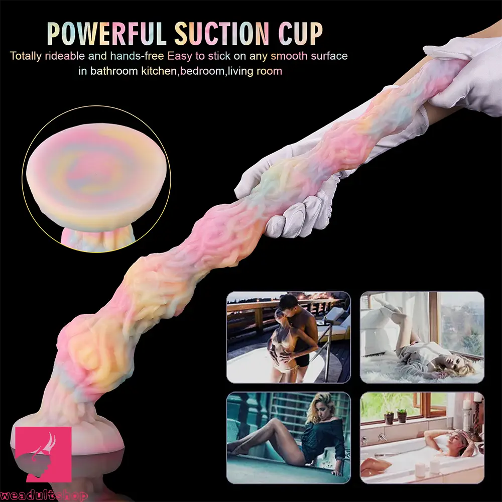 17.32in 21.25in 25.19in Luminous Pull Beads Silicone Dildo Butt Plug Rare Cock
