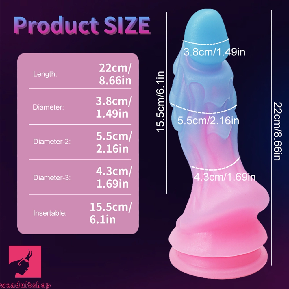 8.66in Luminous Soft Dragon Glowing Dildo Silicone Sex Toy For Prostate