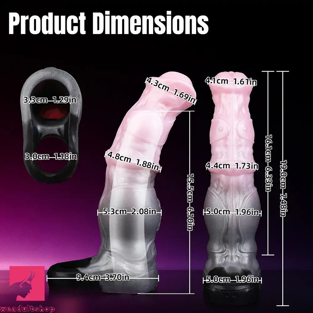 7.48in Horse Cock Silicone Sleeve Soft Leather Armor Design Hollow Sleeve