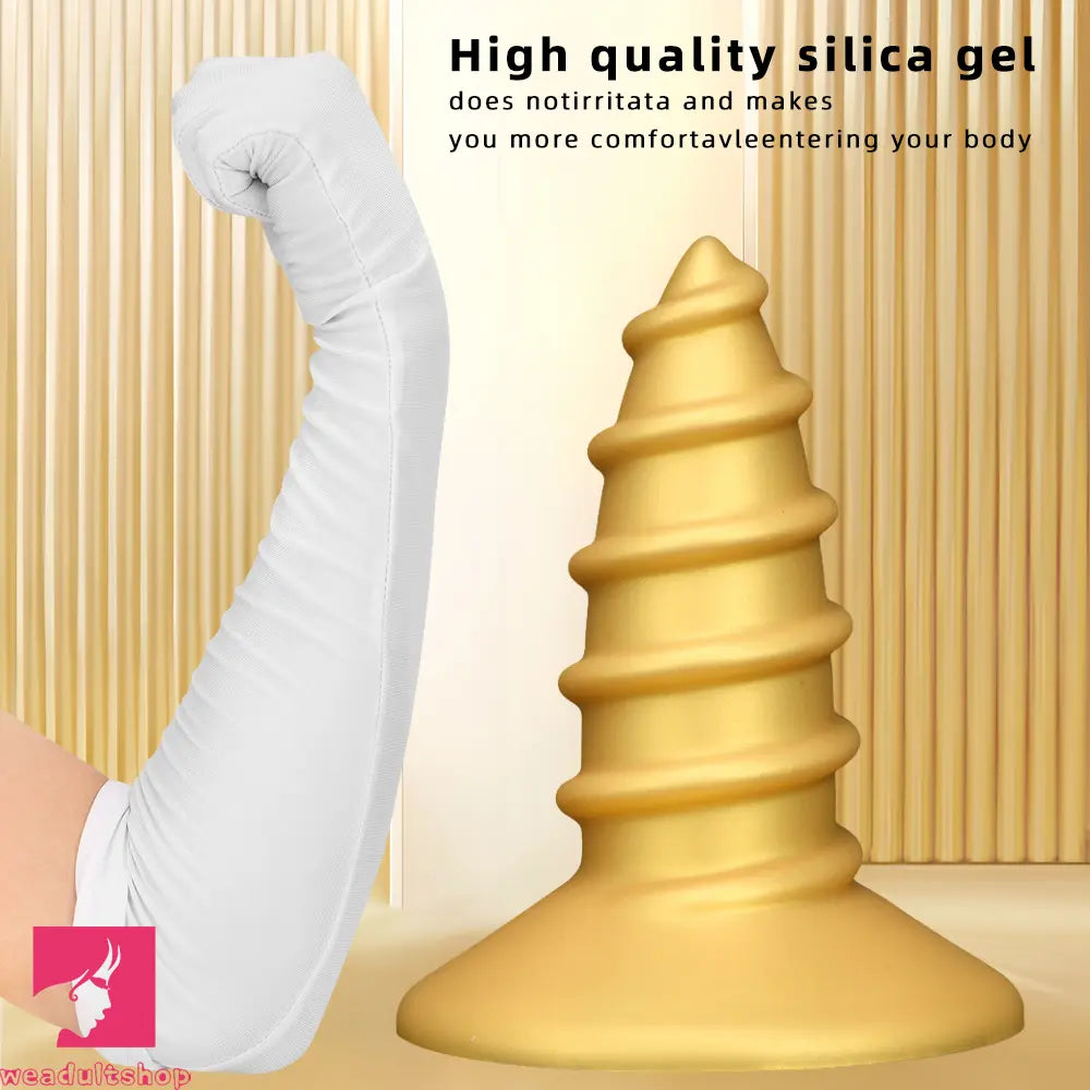 9.05in 11.22in Gold Silicone Screw Giant Cock Anal Plug Thick Fisting Dildo
