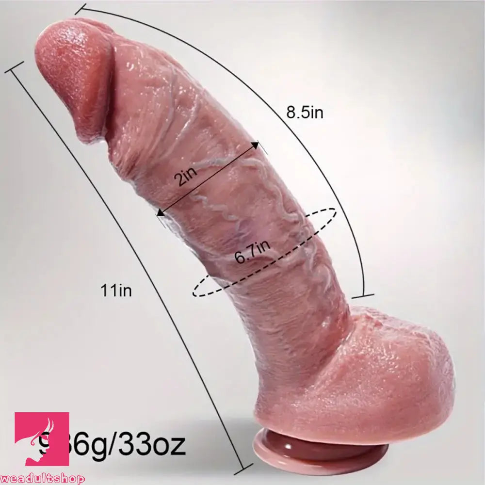 11in Huge Thick Lifelike Large Silicone Dildo With Wide Ball Curved Waves