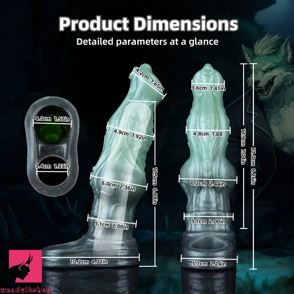 8.26in Moonbound Hound Silicone Hollow Cock Sleeve Dildo For Male Female