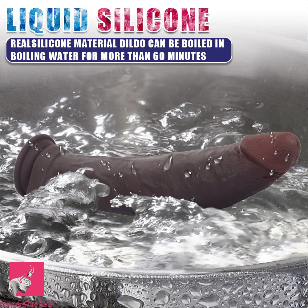 12.59in Fine Texture Real Skin Dual Density Soft Curved Dildo Couple Sex Tool