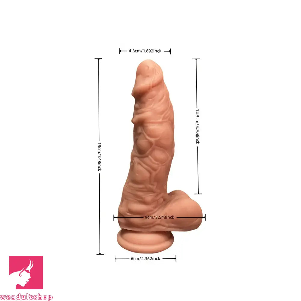 7.48in Realistic Liquid Silicone Beginner Friendly Clit Female Soft Dildo