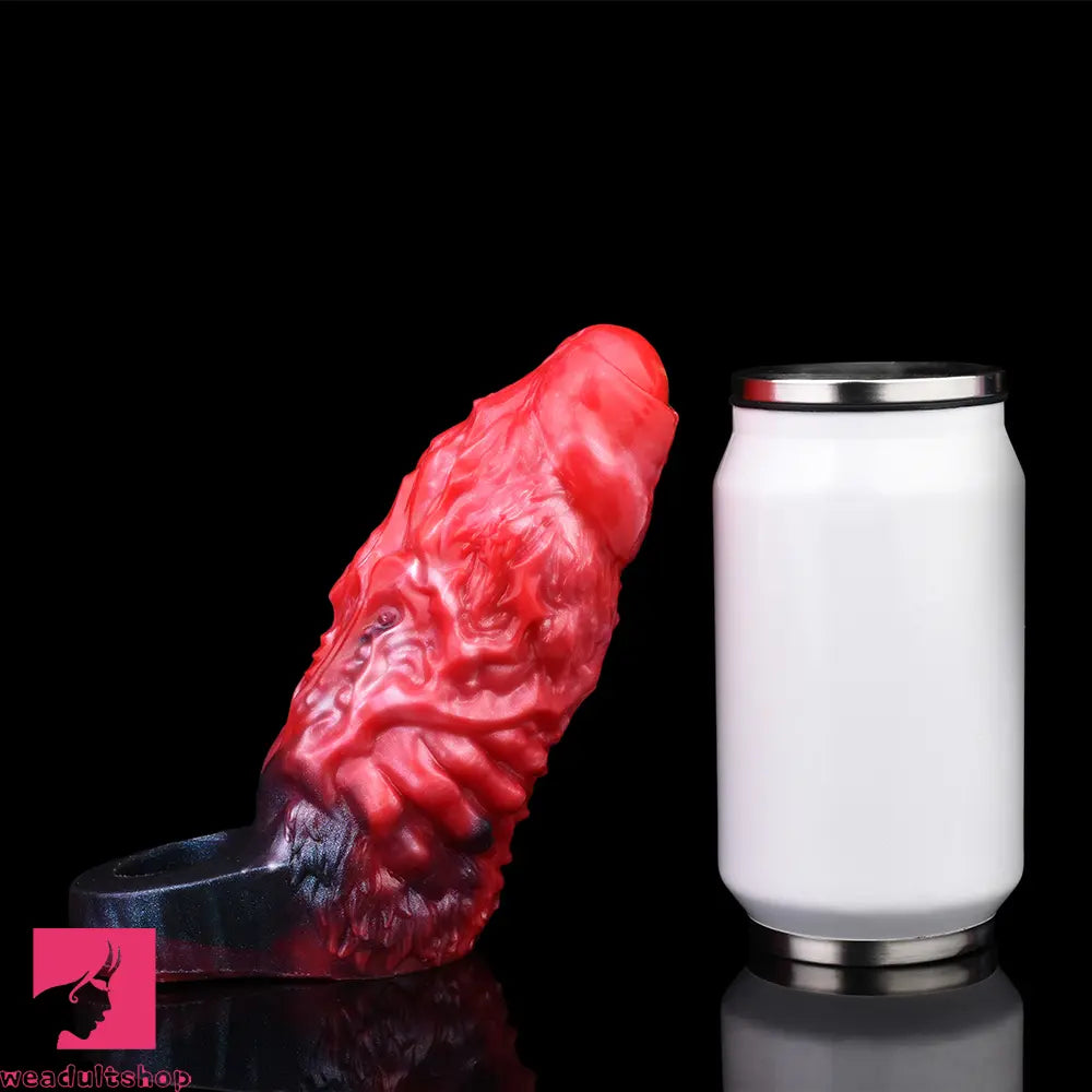 5.98in Uncut Soft Hollow Dildo Built-in keel Vibration Remote Penis Sleeve