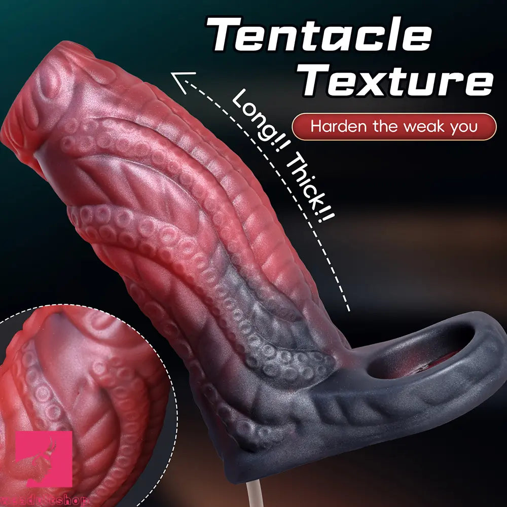 4.13in Squirting Tentacle Monster Dildo Sleeve Penis Ring For Couples Love