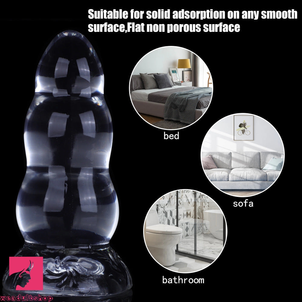 9.05in Giant Silicone Beads Transparent Jelly Soft Big Women Dildo