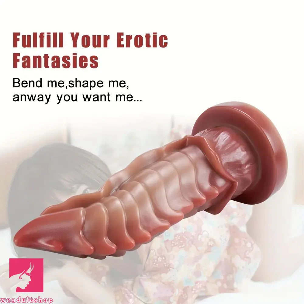 8.66in Ergonomic Beetle Gradient Scales Silicone Dildo Couple Masturbator