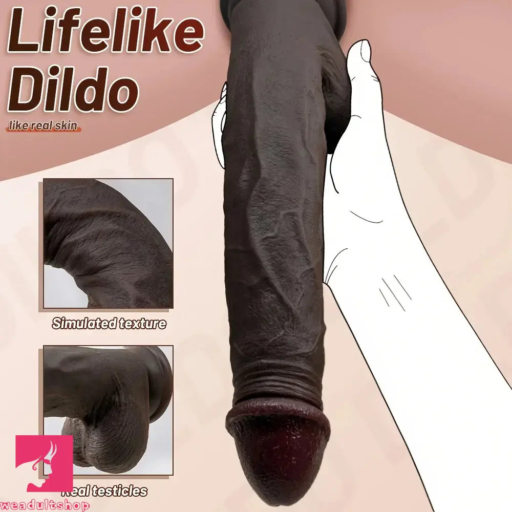11.02in Ebony Wearable Realistic Silicone Thick Dildo For G Spot Sex Game