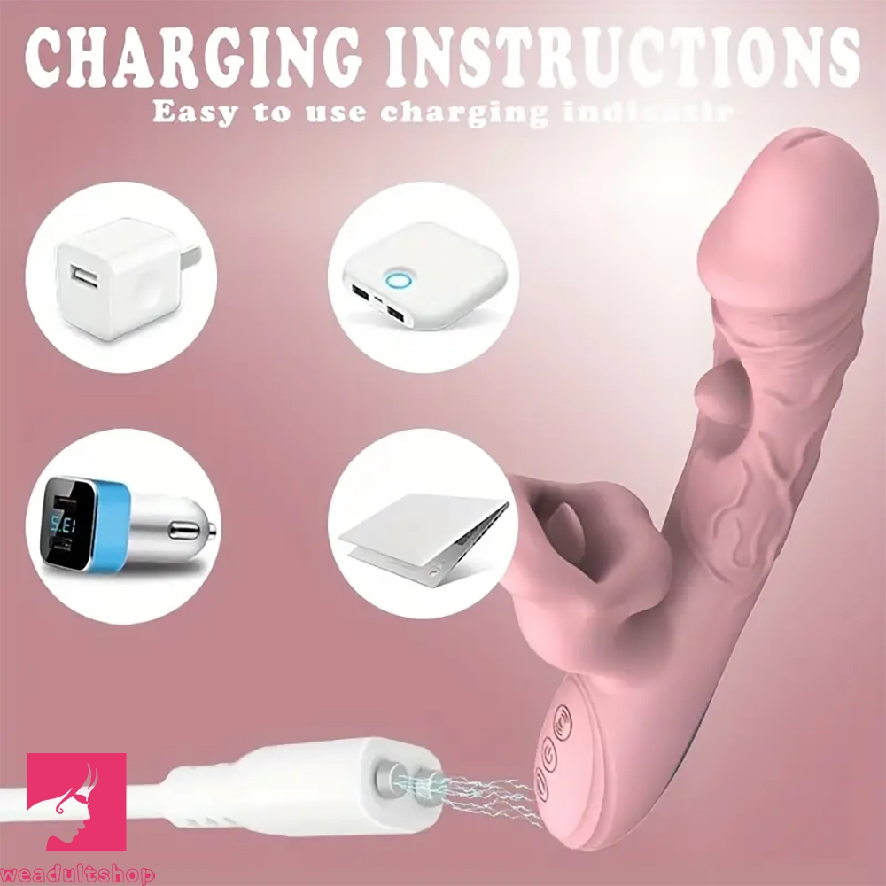 9.25in Tickling Vibrating Biting Automatic Big Silicone Soft Anal Clit Dildo