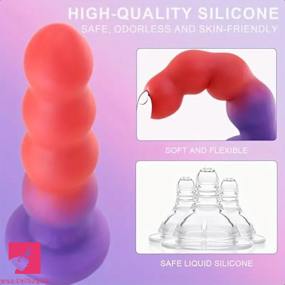 6.3in Silicone Cock Butt Soft Anal Beads Anal Trainer Dildo Masturbator