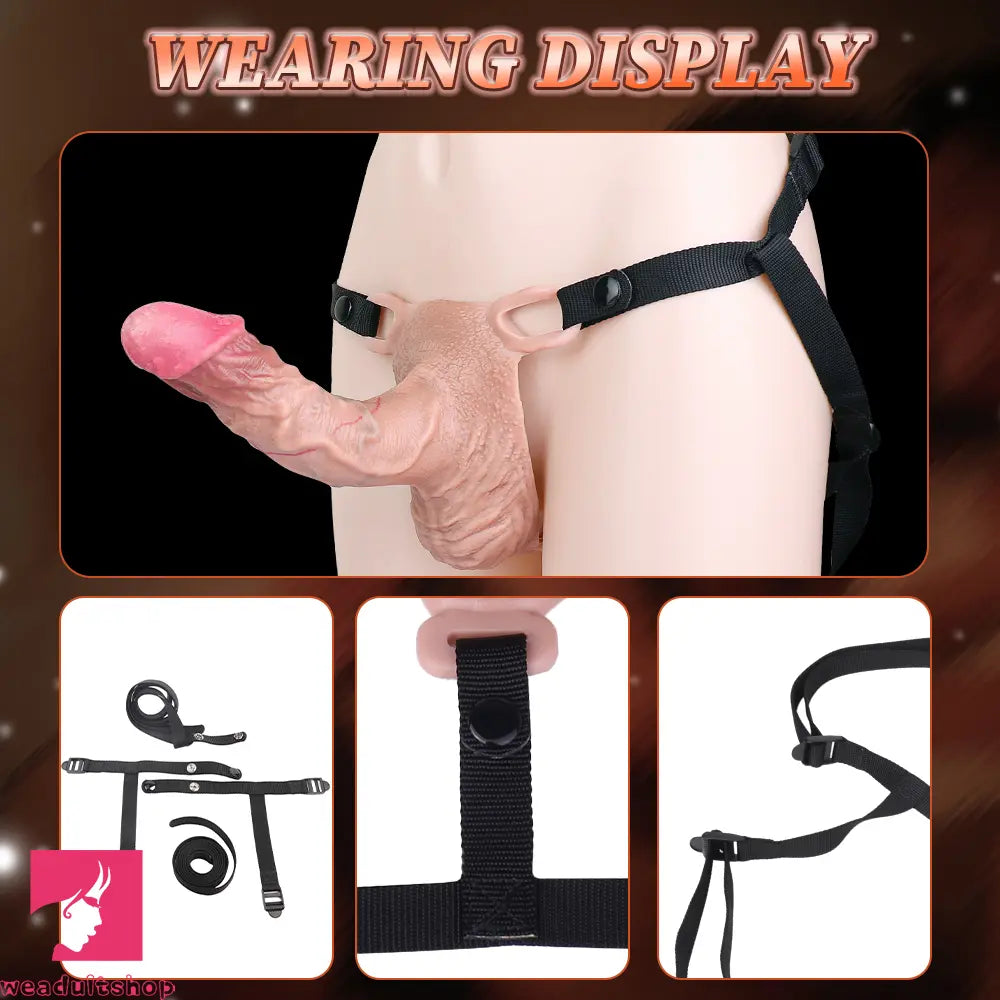 8.07in Realistic Strap on Extender Cock Sleeve Dildo Stretchable Cock Ring
