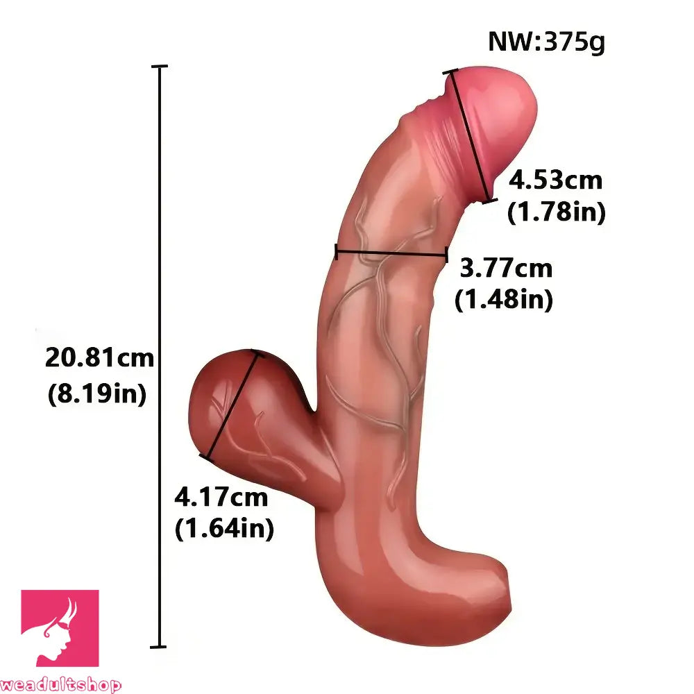 8.19in Realistic Textured Silicone Massage Women Self-Play Handle Dildo