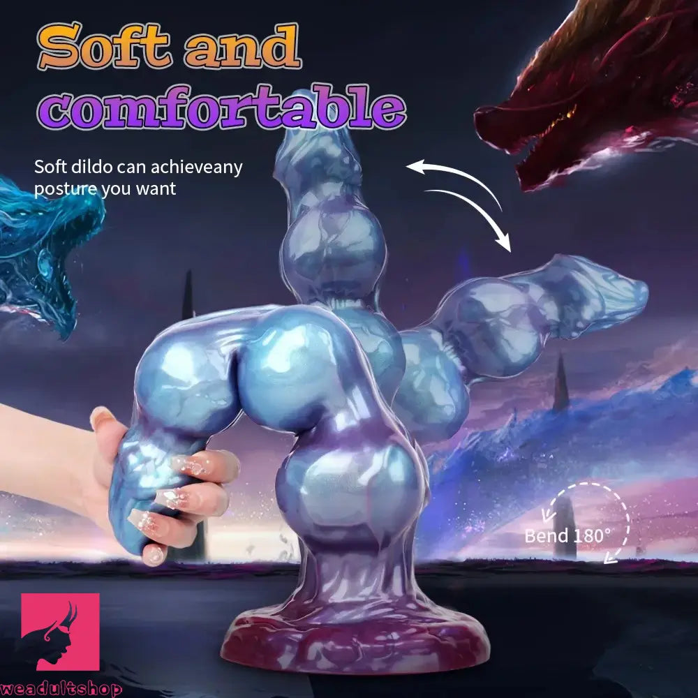 8.38in 10.15in 11.81in Beaded Monster Doggy Egg Fantasy Knot Clitoris Dildo