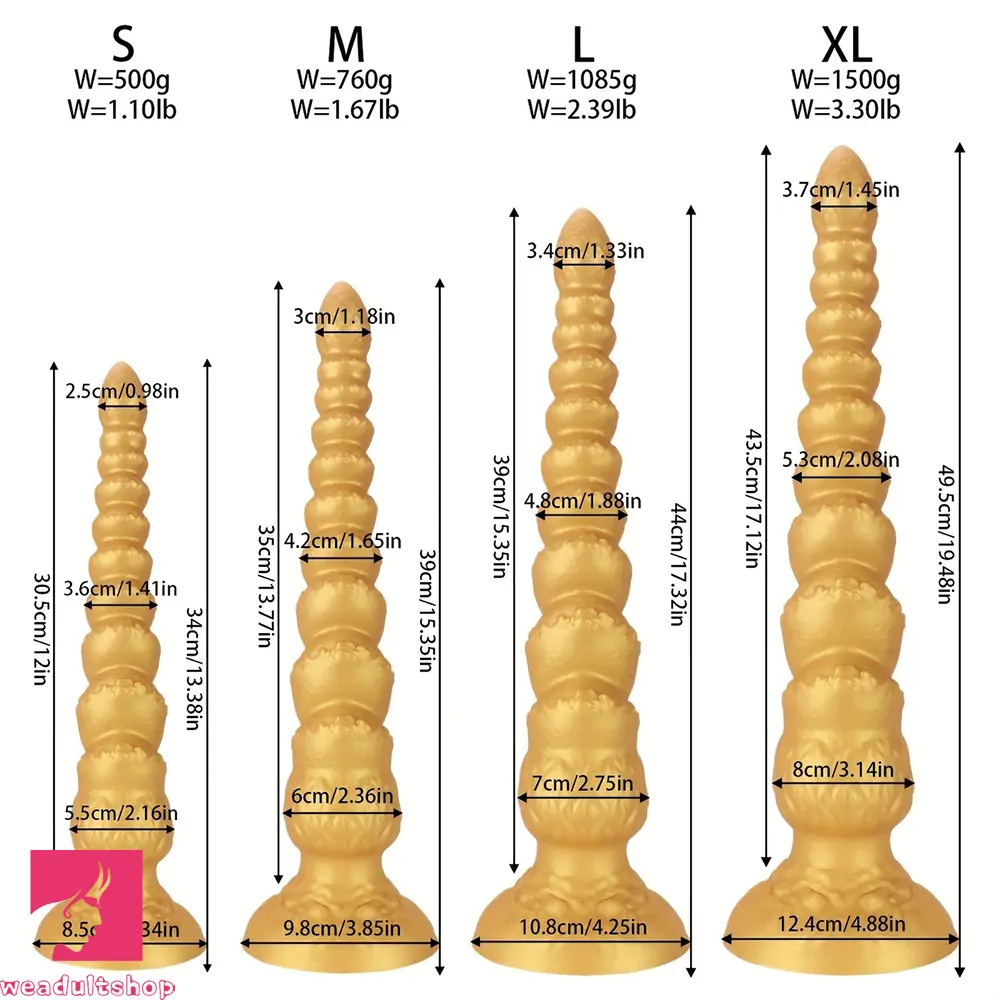 13.38in 15.35in 17.32in 19.48in Super Long Big Clit Silicone Huge Anal Dildo