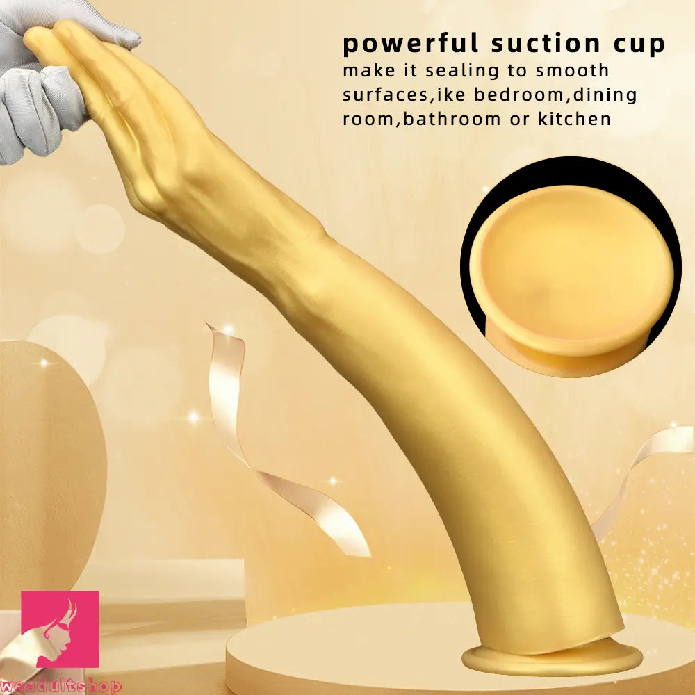 12in 14.17in 16.73in Gold Silicone Fisting Arm Ashes Grade Anal Cock Dildo