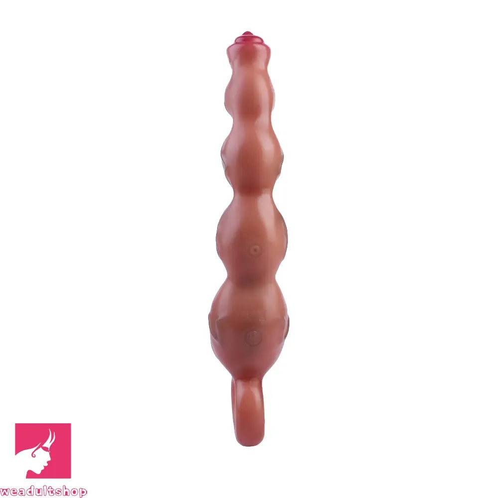 9.8in Big Vibrating Silicone Soft Pulling Beads Cock Dildo With 3 Motors