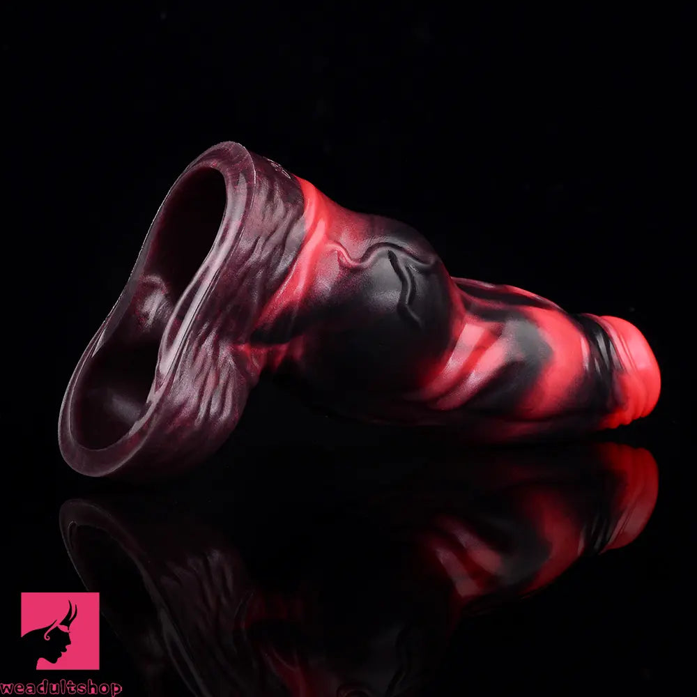 7.09in Silicone Cock Sleeve Knot Dildo Vibrating Hollow Cock Ring Penis Toy