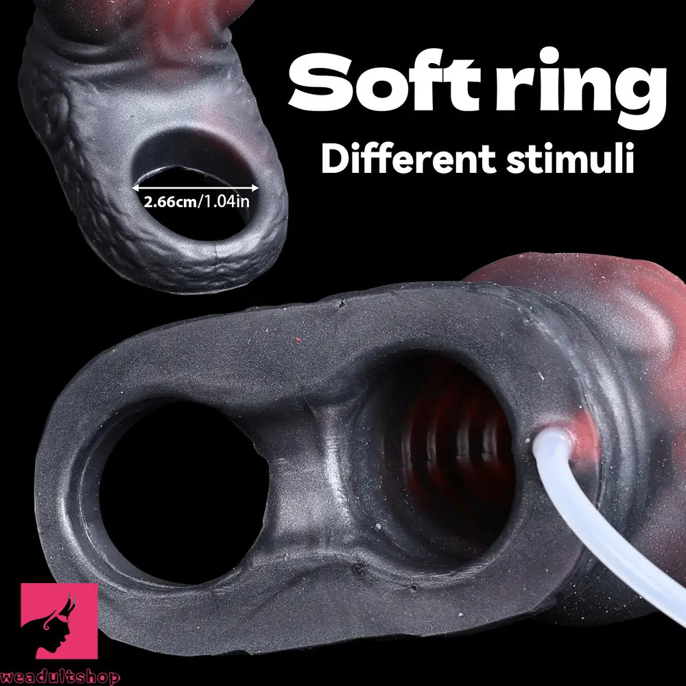 4.64in Water Spraying Squirting Monster Knot Dildo Sleeve Useful Penis Ring