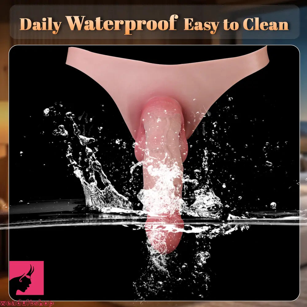 7.99in Wearable Silicone Lifelike Dildo Pants Real Skin Hollow Penis Sleeve