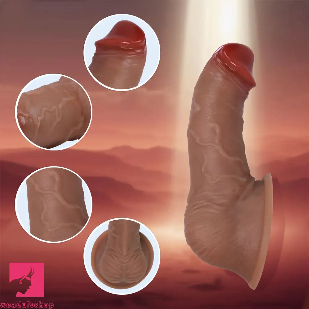 7.9in Silicone Lifelike Curved Dildo For Vaginal Clitoral Stimulation Female Toy