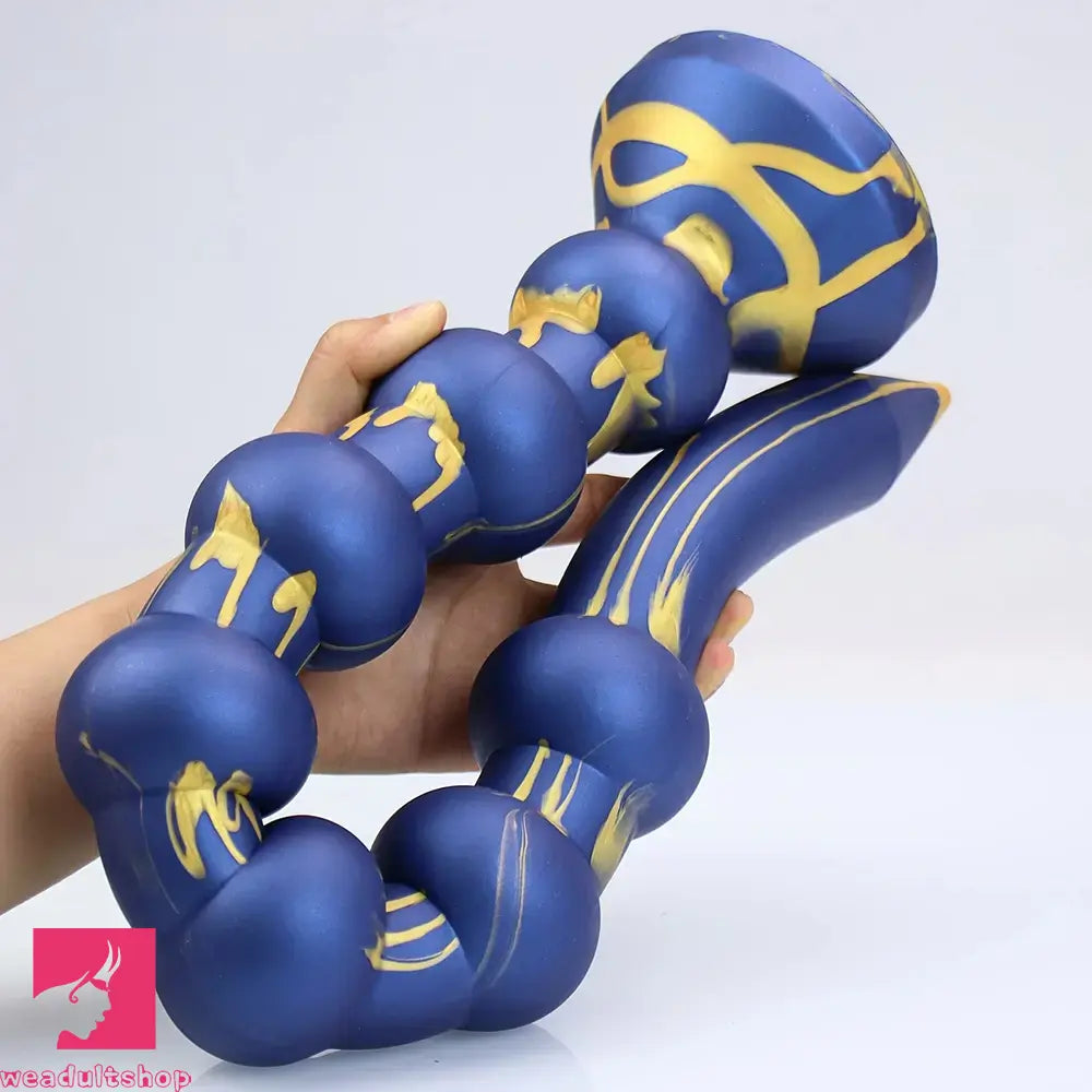 23.22in Long Soft Silicone Adult Toy Huge Dildo With Anal Beads For Clit