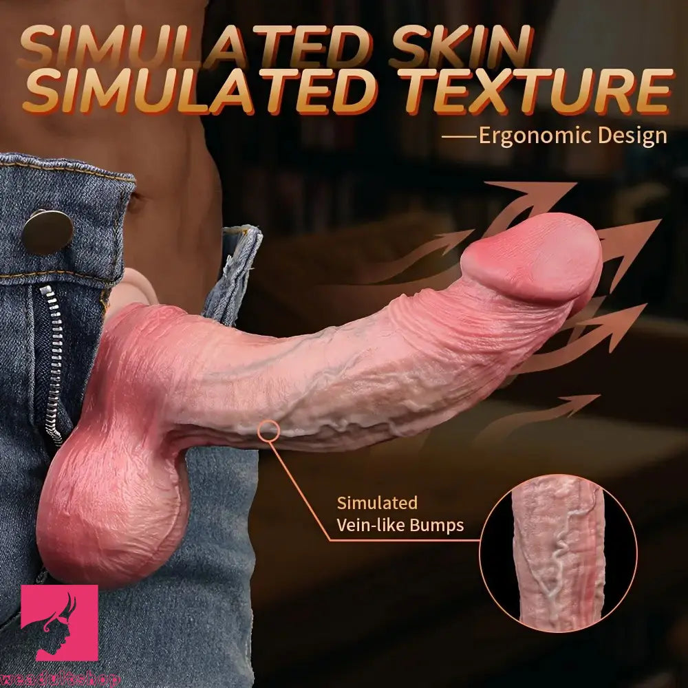 7.95in Stuffed Thick Penis Soft Dual Density Silicone Dildo For Orgasm