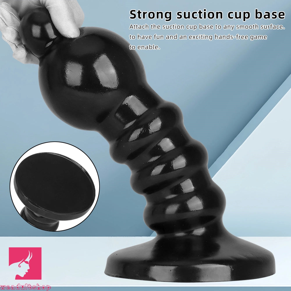 12.6in Black Pull Beads Thick Big Head Penis Anal Plug PVC Cock Dildo