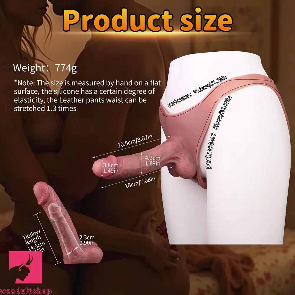 8.07in Silicone Big Strapon Hollow Dildo With Glans Penis For Big Sex Toy