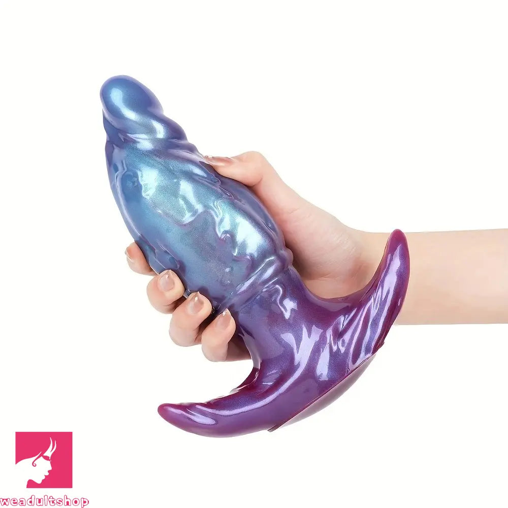 5.74in 6.92in 8.14in Soft Silicone Anal Plug Iridescent Blue Simulated Dildo