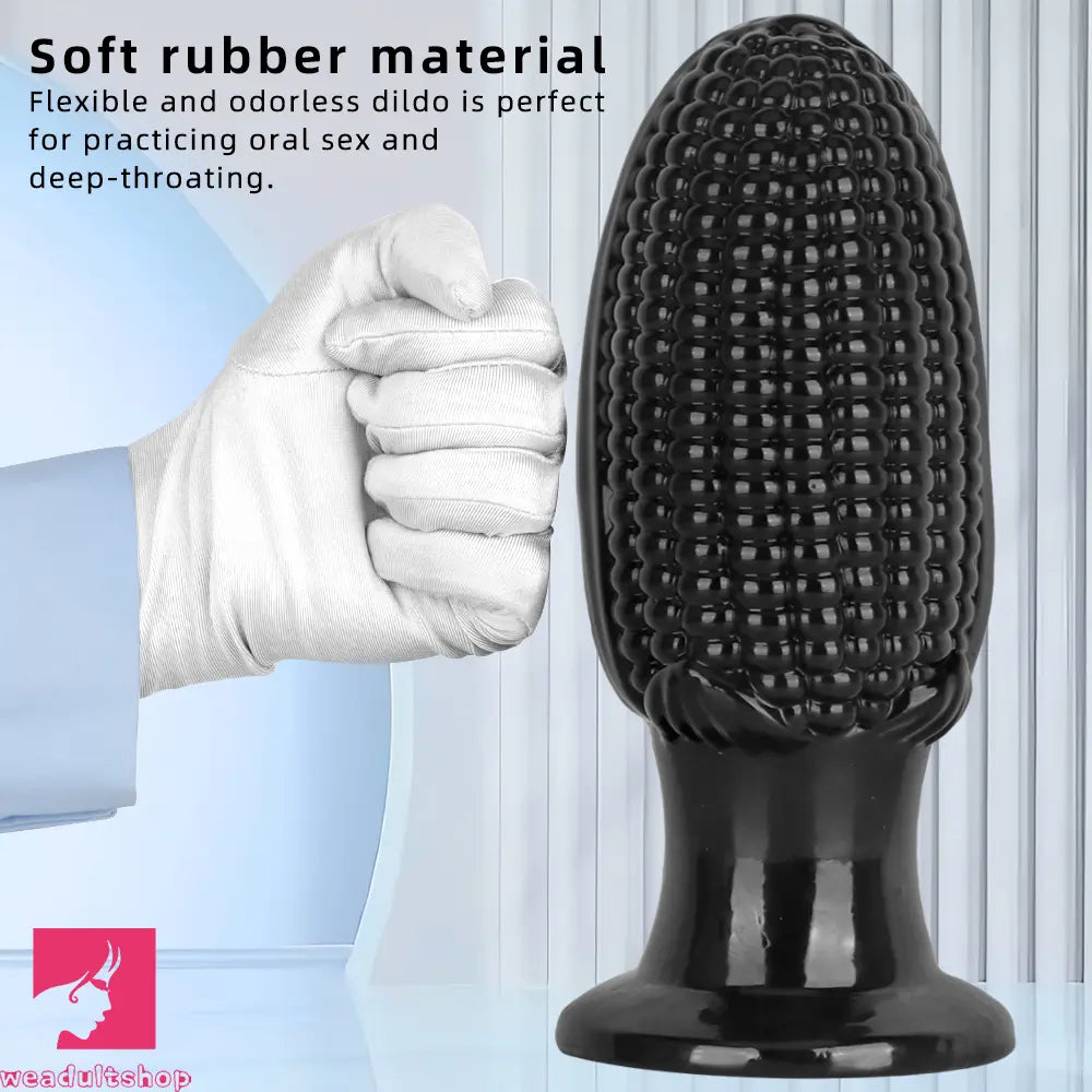 5.9in 6.7in 8.07in Black PVC Thread Granules Corn Dildo For Anal Cock